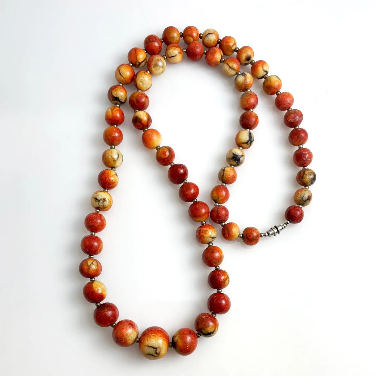 Apple Coral Graduated Necklace Vintage 30 inches