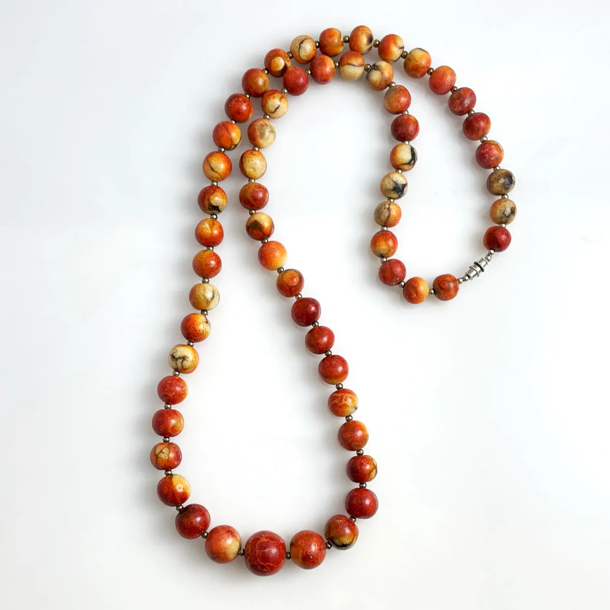 Apple Coral Graduated Necklace Vintage 30 inches