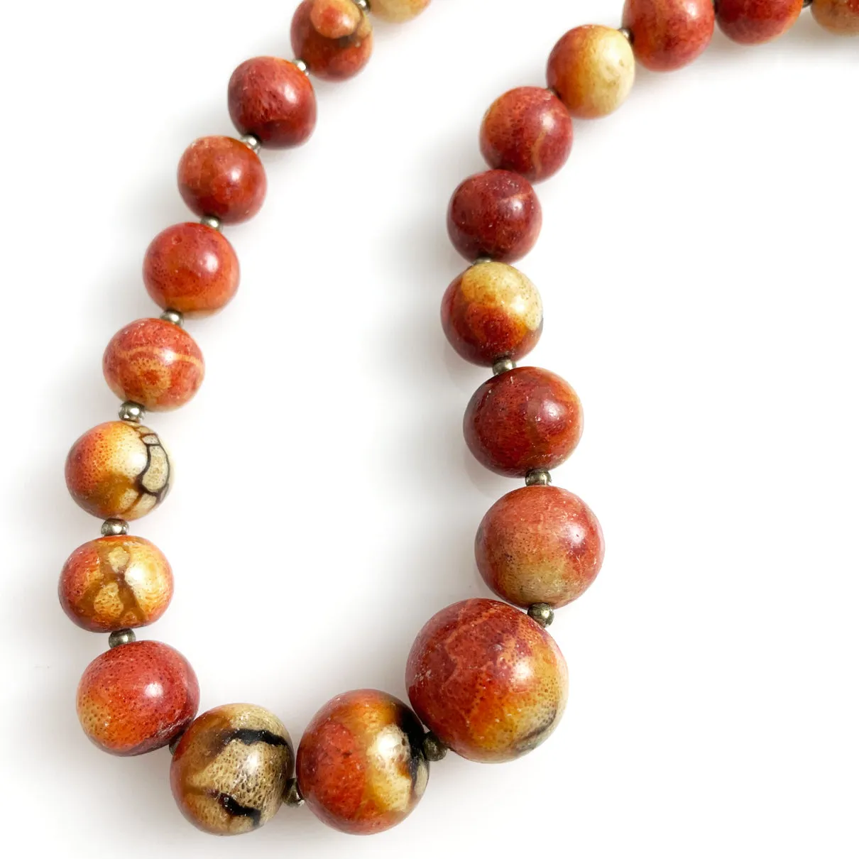 Apple Coral Graduated Necklace Vintage 30 inches