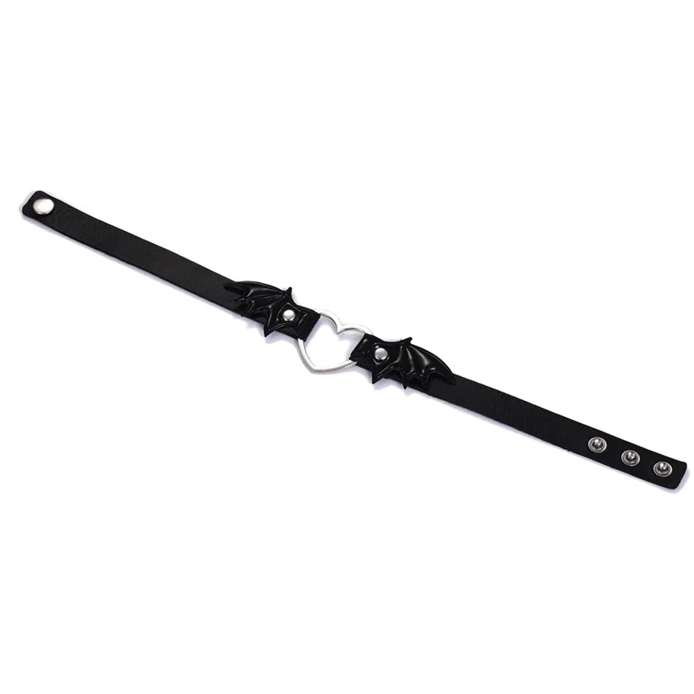 Black Batwing Heart Choker