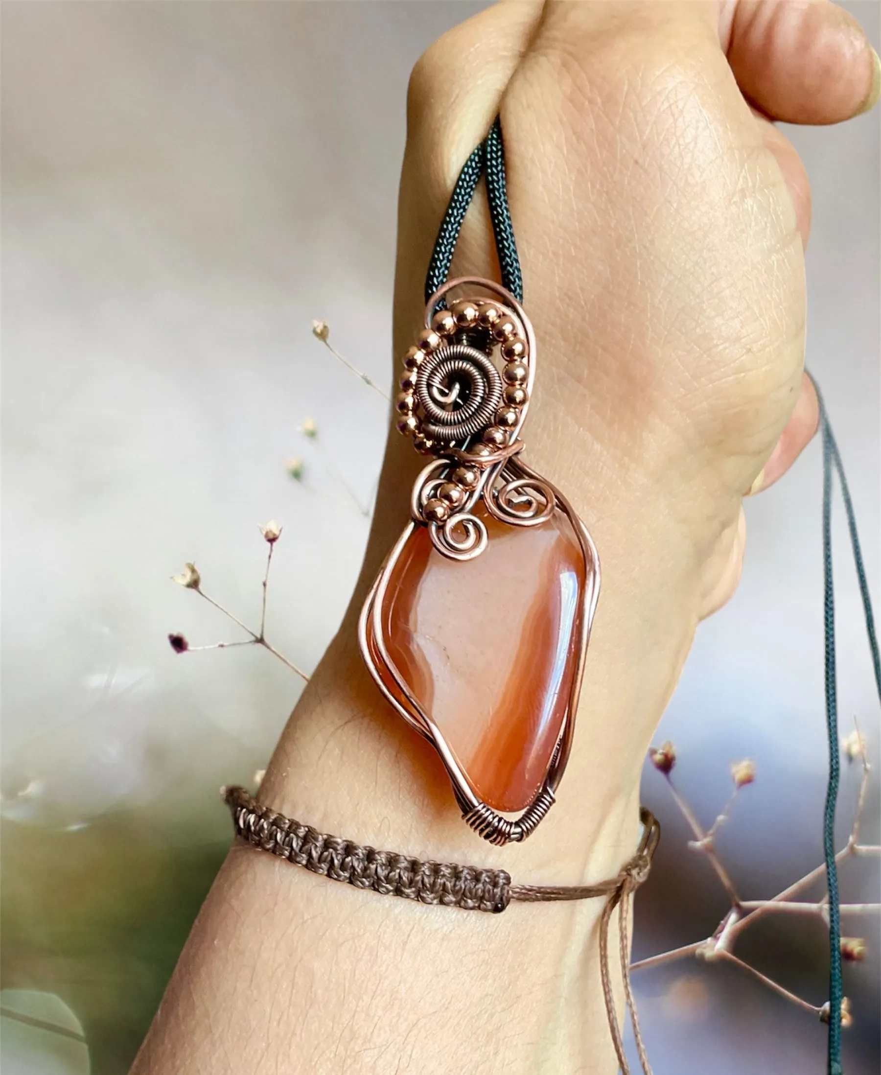 Carnelian Wire Wrapped Pendant