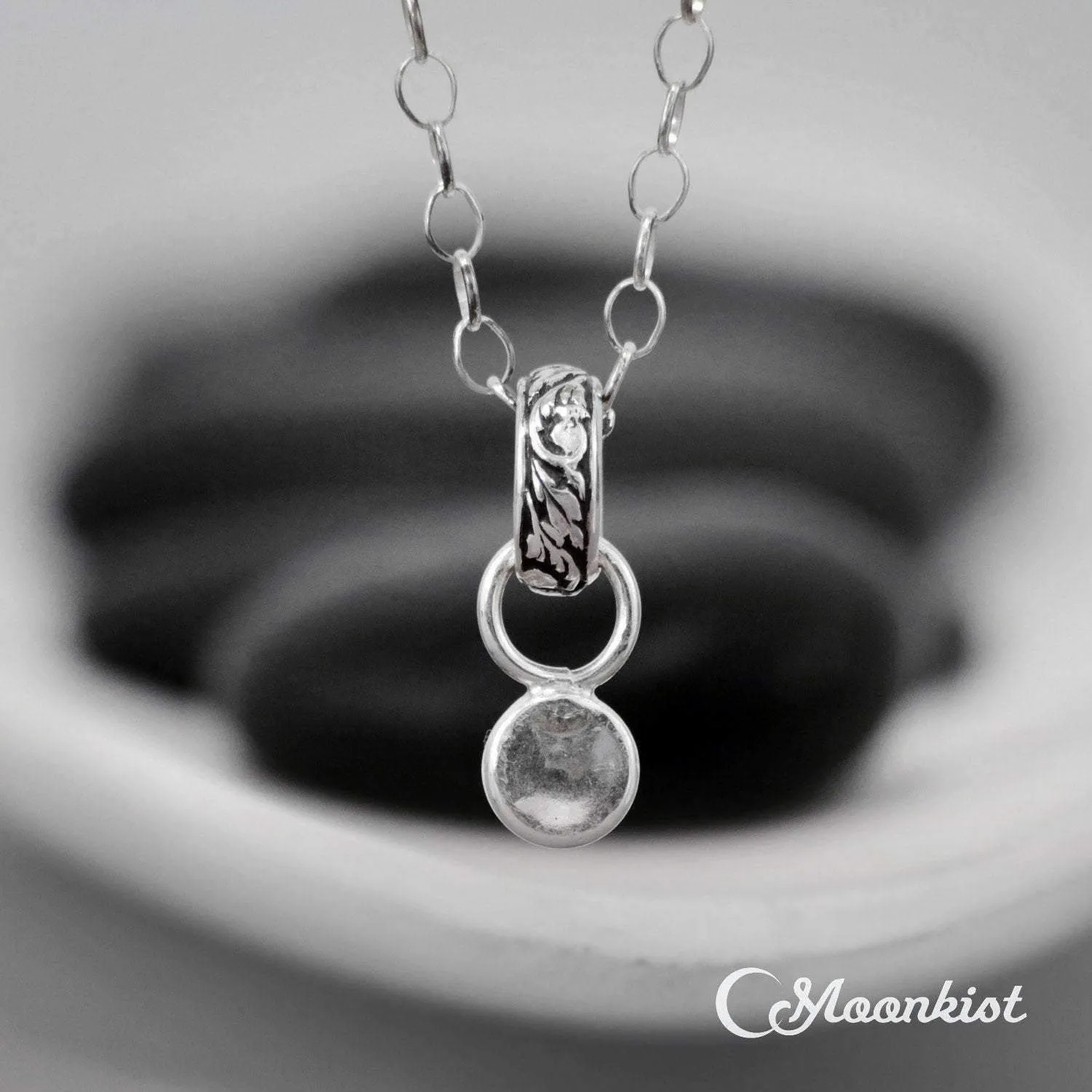 Dainty Silver Nature Inspired Opal Pendant Necklace | Moonkist Designs
