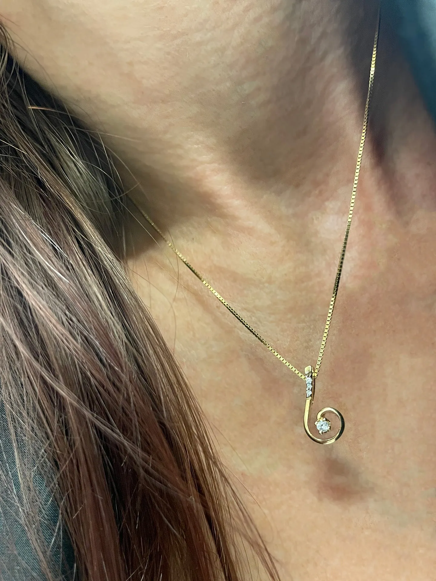 Diamond Squiggle Pendant Necklace - Vintage Capsule