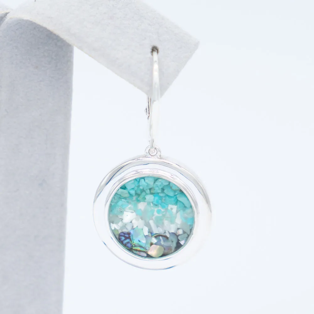 Dune Jewelry Neptune Ocean Gradient .925 Sterling Silver Earrings - Abalone, Mother of Pearl, Turquoise - Made in the USA