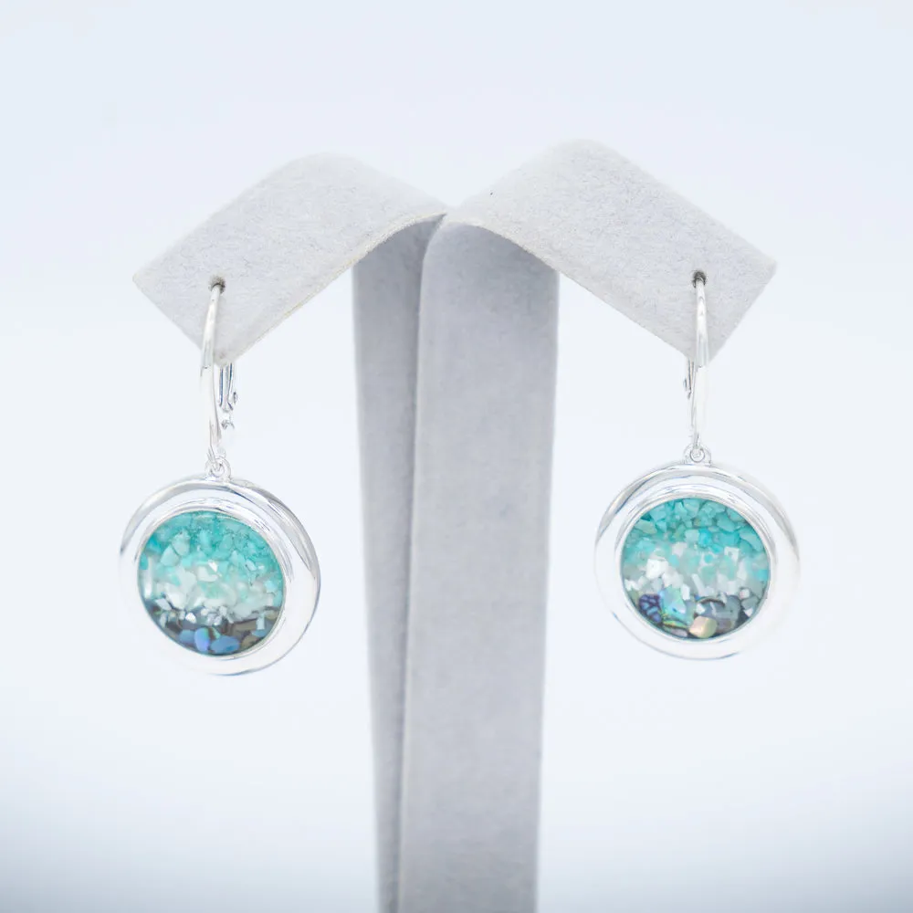 Dune Jewelry Neptune Ocean Gradient .925 Sterling Silver Earrings - Abalone, Mother of Pearl, Turquoise - Made in the USA