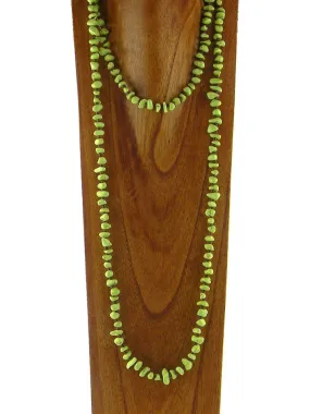 NKS180510-02  60"L LEMON YELLOW TQ BIG CHIPS W/SEED BEADS NECKLACE
