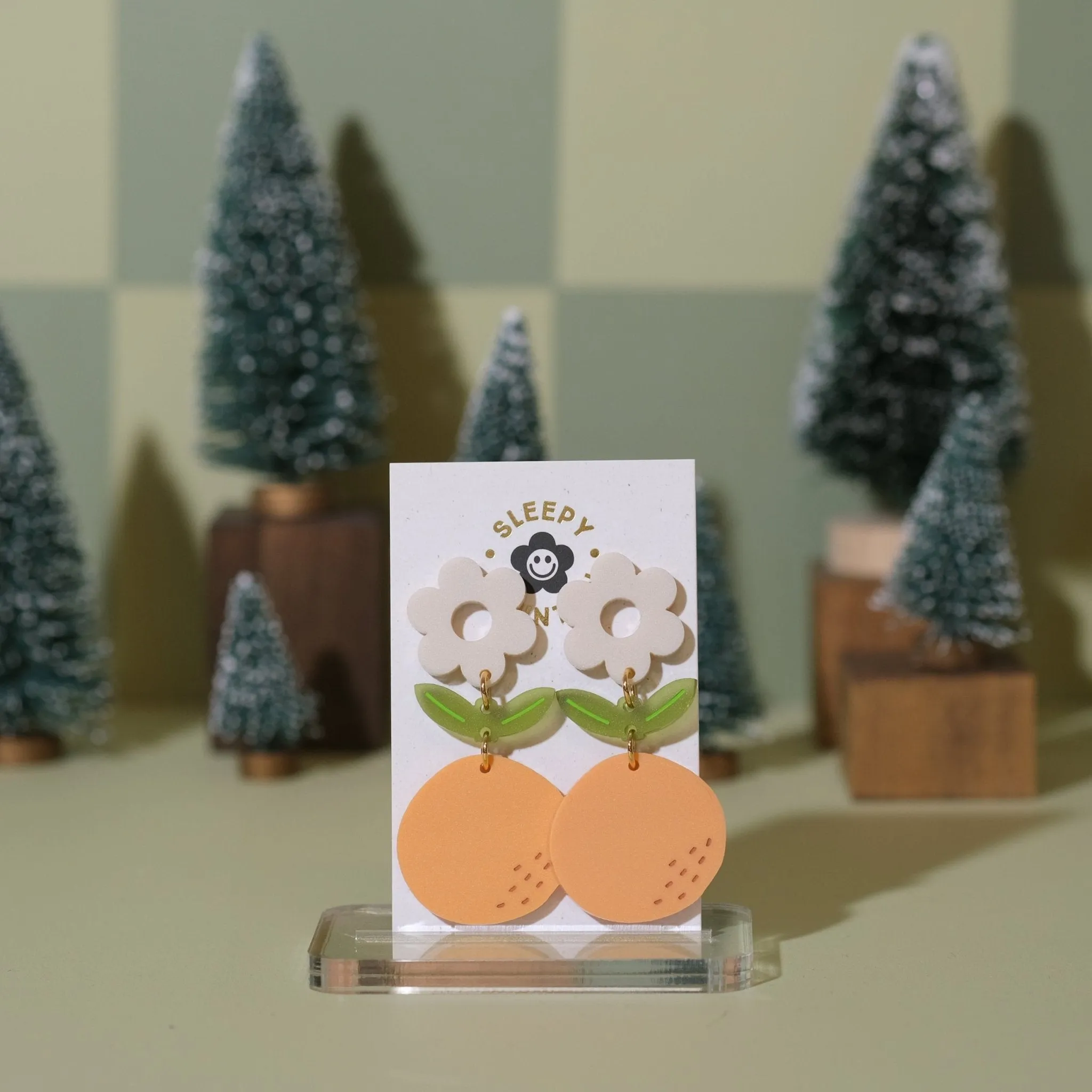 Pastel Orange Blossom Dangle Earrings