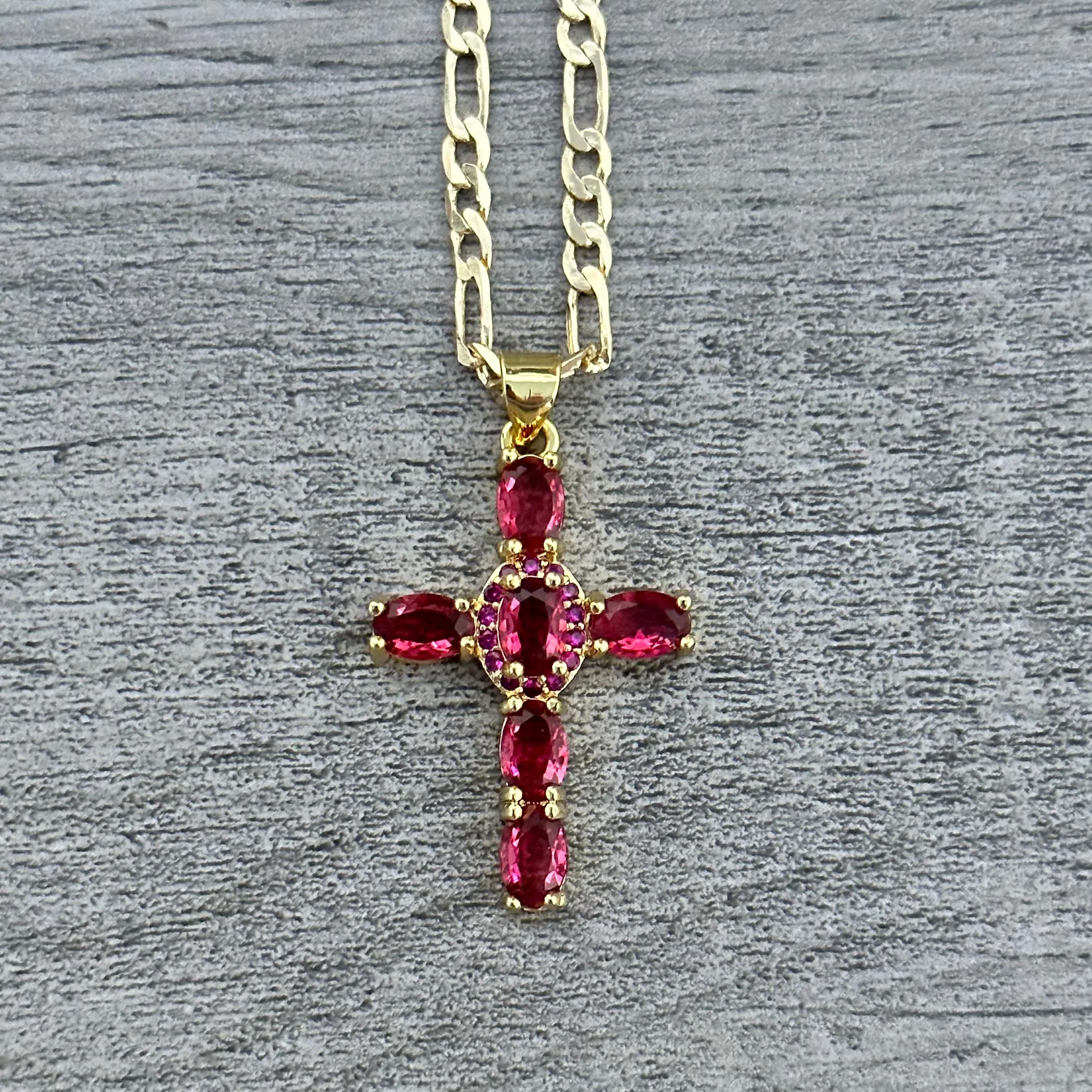 Pink Cross Necklace 029