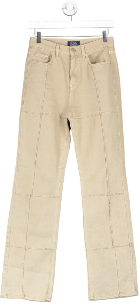 Sllow Garments Beige Seam Detail Jeans UK 10