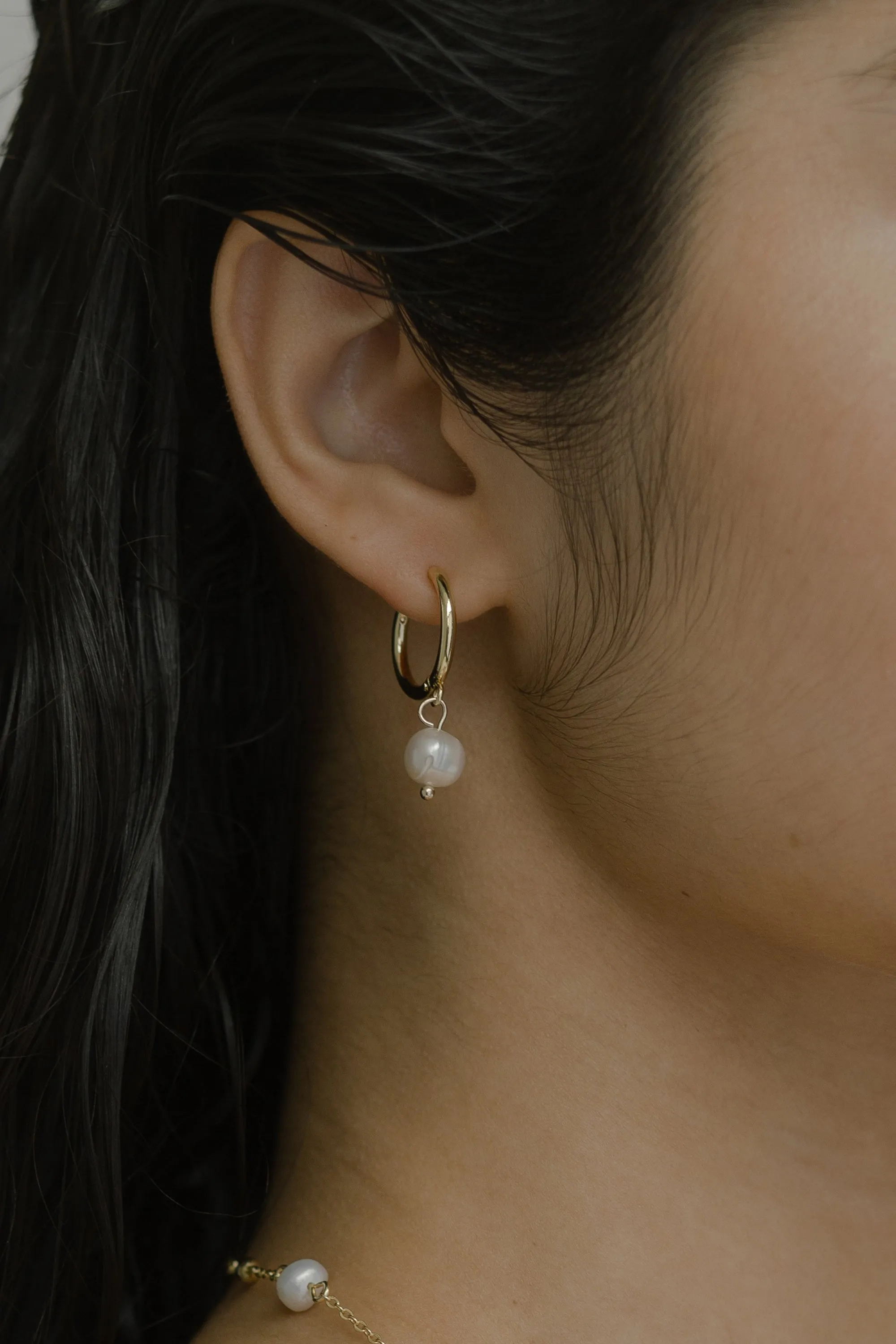 Stardust Pearl Hoop Earrings