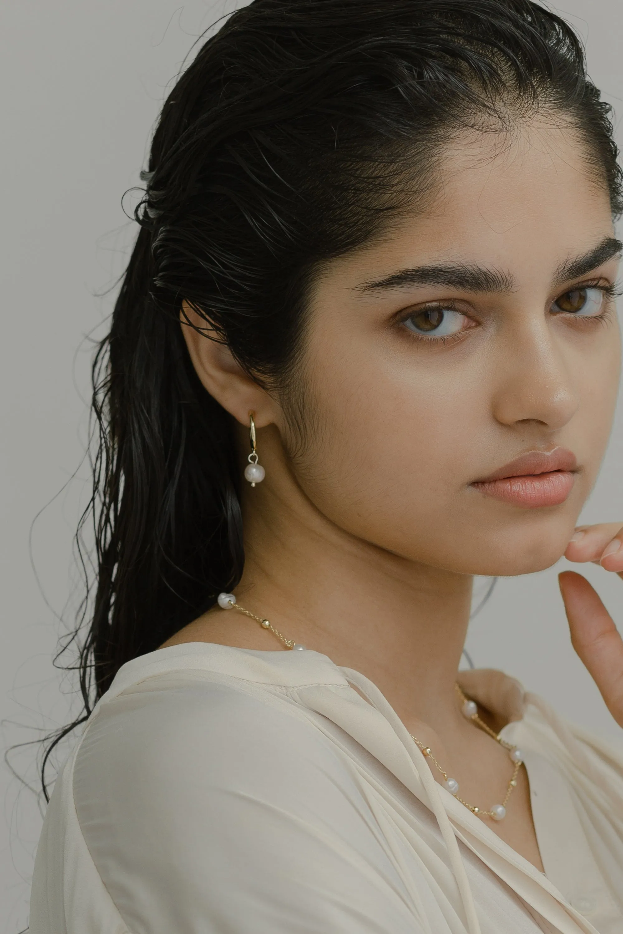Stardust Pearl Hoop Earrings